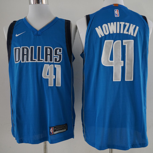Nike Dallas Mavericks 41 Dirk Nowitzki Basketball Jersey Blue Player Edition