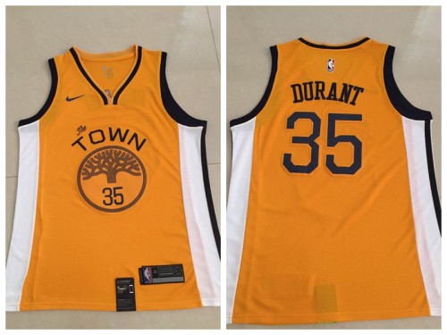Nike Golden State Warrior 35 Kevin Durant Basketball Jersey Yellow Playoff Award Edition