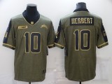 San Diego Chargers 10 Justin Herbert Football Jersey New salute Gilt Character