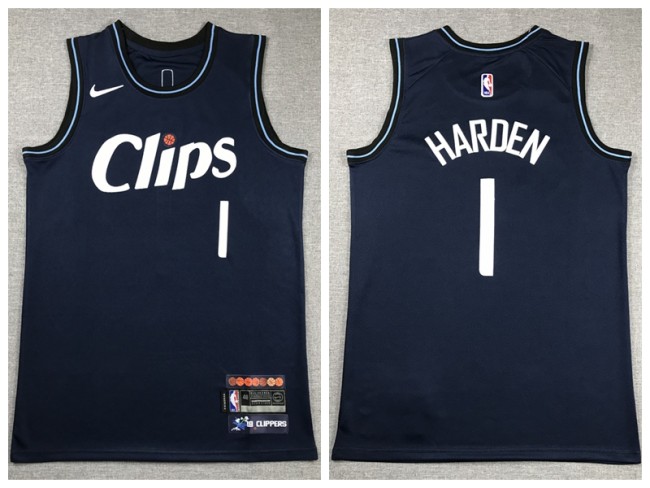 Nike L.A. Clippers 1 James Harden Basketball Jersey Navy Blue