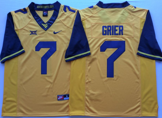West Virginia Mountaineers 7 Will Grier Limited Football Jersey Yellow