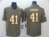 New Orleans Saints 41 Alvin Kamara Olive Salute To Service Limited Jersey Gold Word