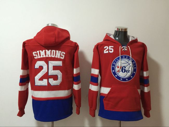 Philadelphia 76ers 25 Ben simmons Hoodies Basketball Jersey Red