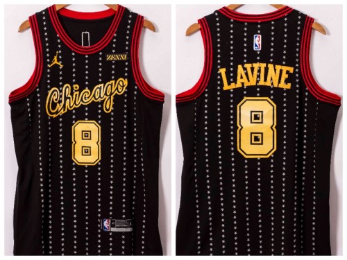 Jordan Chicago Bulls 8 Zach LaVine Basketball Jersey Black