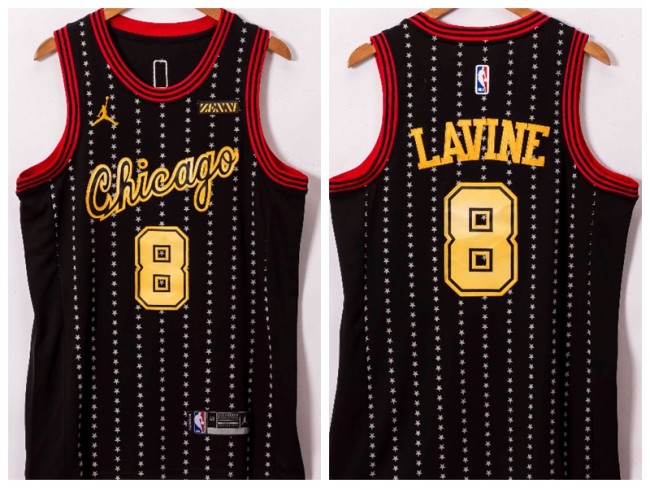 Jordan Chicago Bulls 8 Zach LaVine Basketball Jersey Black