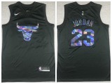 Nike Chicago Bulls 23 Michael Jordan Basketball Jersey Black Rainbow version
