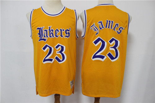 Los Angeles Lakers 23 LeBron James Basketball Jersey Yellow Old England retirement Limited Edition