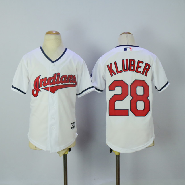 Youth Cleveland indians 28 Corey Kluber Baseball Jersey White