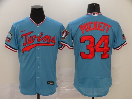 Nike Minnesota Twins 34 Kirby Puckett  Flexbase Baseball Jersey Blue