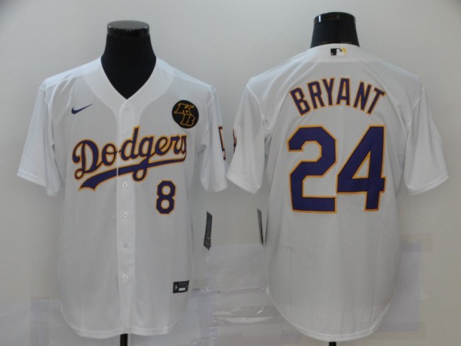 Nike Los Angeles Dodgers 8 and 24  Kobe Bryant  Baseball Jersey White Fan