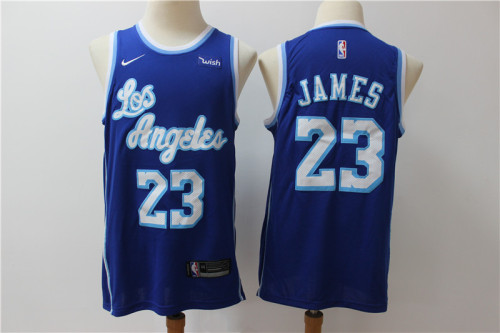 Nike Los Angeles Lakers 23 LeBron James Basketball Jersey Blue Retro