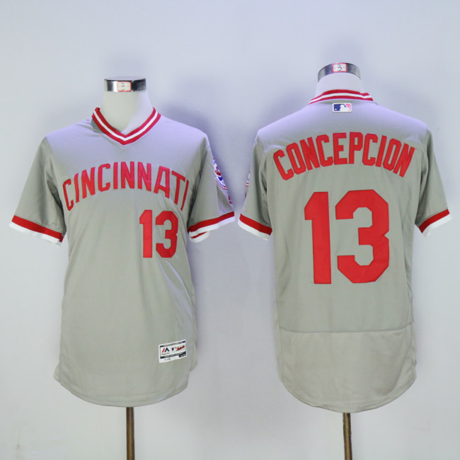 Cincinnati Reds 13 Dave Concepcion Flexbase Baseball Jersey Gray