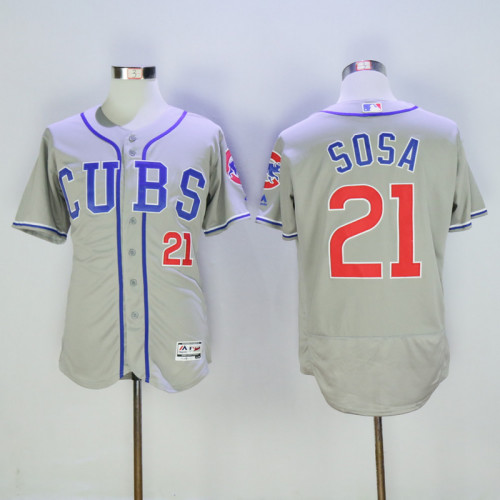 Chicago Cubs 21 Sammy Sosa Flexbase Baseball Jersey Gray
