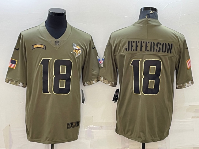 Minnesota Vikings 18 Justin Jefferson Football Jersey salute