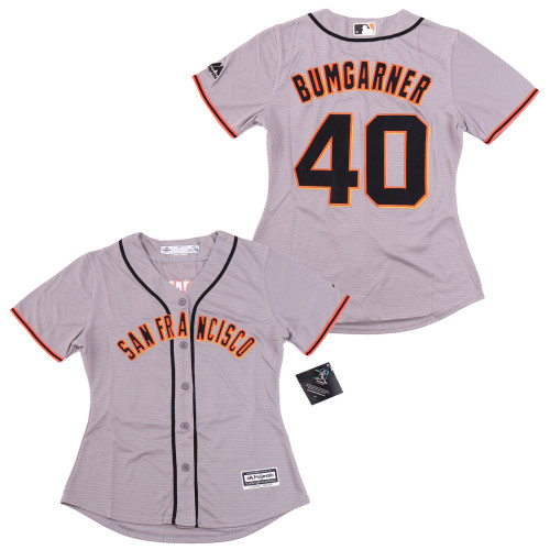 Women San Francisco Giants 40 Madison Bumgarner Baseball Jersey Gray