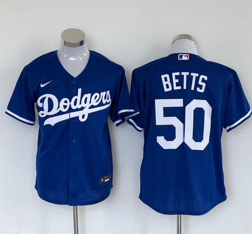 Nike Los Angeles Dodgers 50 Mookie Betts Baseball Jersey Blue Fan