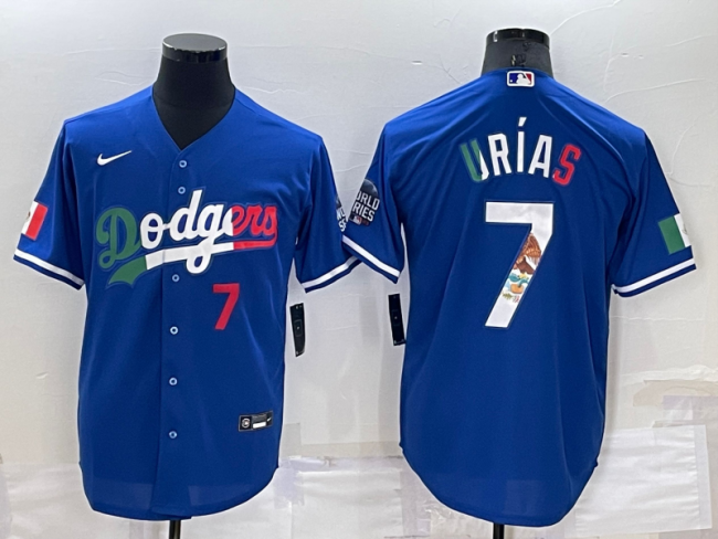 Nike Los Angeles Dodgers 7 Julio Urias Baseball Jersey Blue