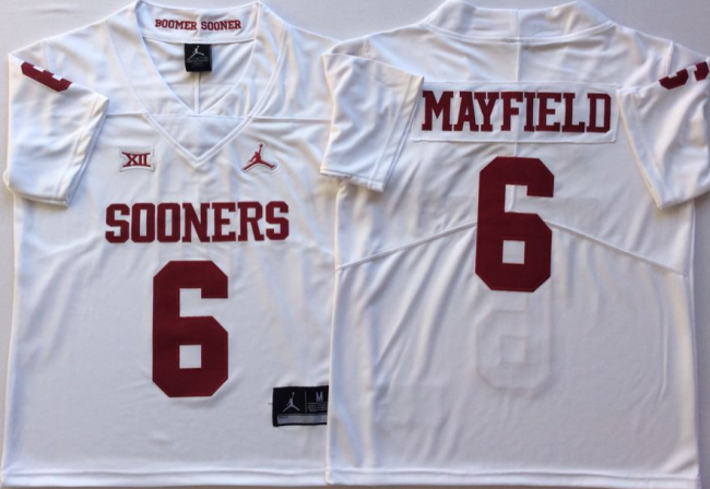 Oklahoma Sooners Jordan 6 Baker Mayfield Limited College Football Jersey White