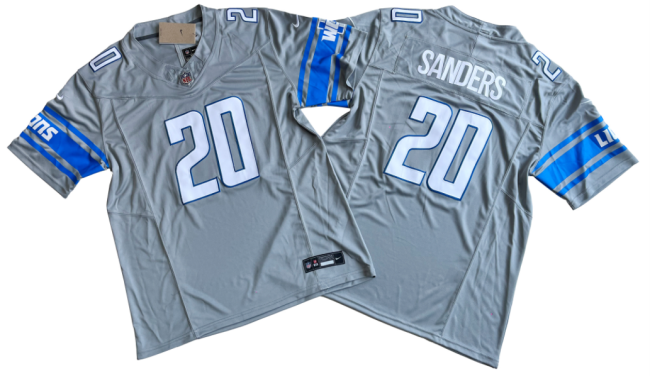 Detroit Lions 20 Barry Sanders Football Jersey Gray Three Dynasties