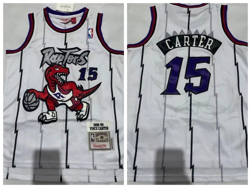 Youth Toronto Raptors 15 Vince Carter Basketball Jersey White Retro