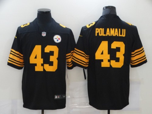 Pittsburgh Steelers 43 Troy Polamalu Football Jersey Legend Black Yellow