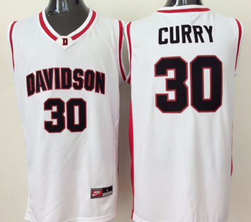 Davidson Wildcat 30 Stephen Curry College Basketball Jersey White
