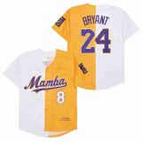 Los Angeles Dodgers MAMBA 8 and 24 Kobe Bryant Baseball Jersey White Yellow