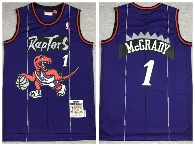 Toronto Raptors 1 Tracy McGrady Basketball Jersey Purple Retro