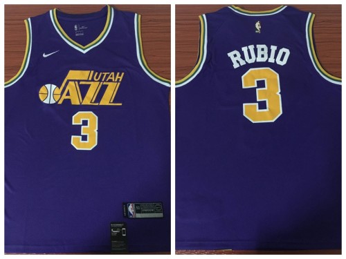 Nike Utah Jazz 3 Ricky Rubio Basketball Jersey Purple Fan