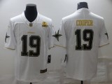 Dallas Cowboys 19 Amari Cooper Football Jersey White Gold word Retro