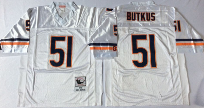 Chicago Bears 51 Dick Butkus Football Jersey White Retro