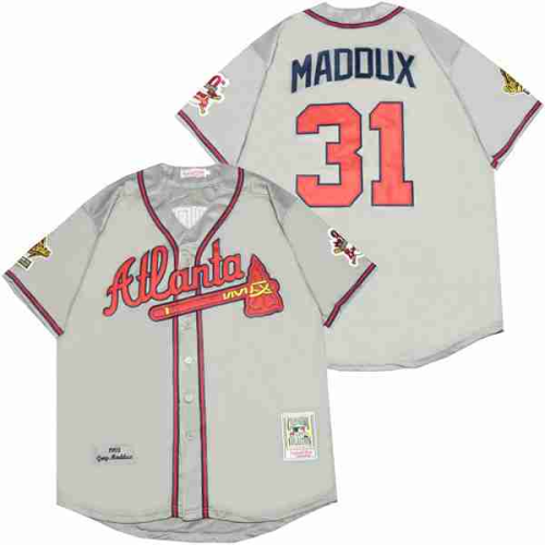 Atlanta Braves 31 Greg Maddux Baseball Jersey Gray Retro