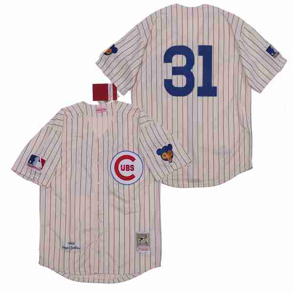 Chicago Cubs 31 Greg Maddux Baseball Jersey Beige Retro