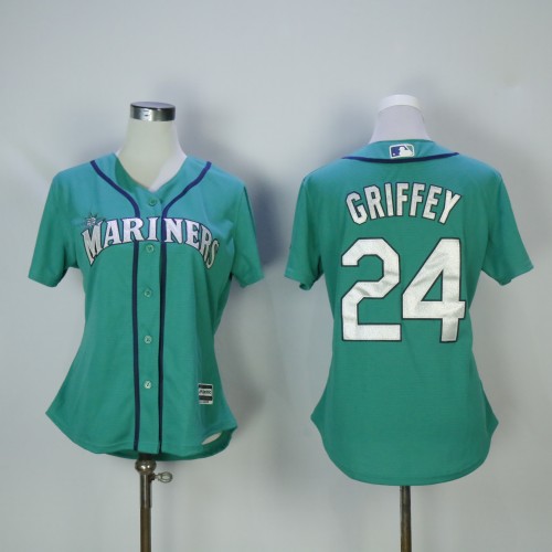 Women Seattle Mariners 24 Ken Griffey Baseball Jersey Green Fan version