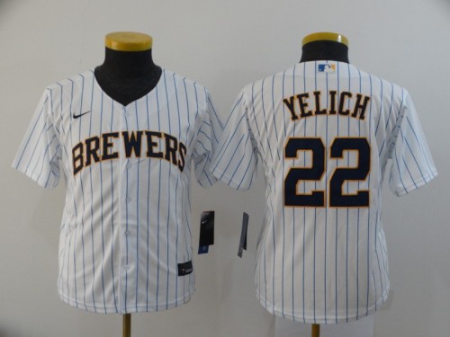 Youth Nike Milwaukee Brewers 22 Christian Yelich Baseball Jersey White