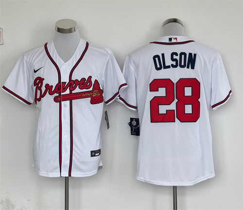 Nike Atlanta Braves 28 Matt Olson Baseball Jersey White