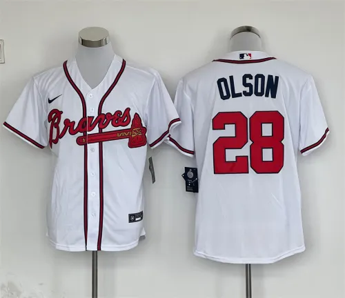 Nike Atlanta Braves 28 Matt Olson Baseball Jersey White
