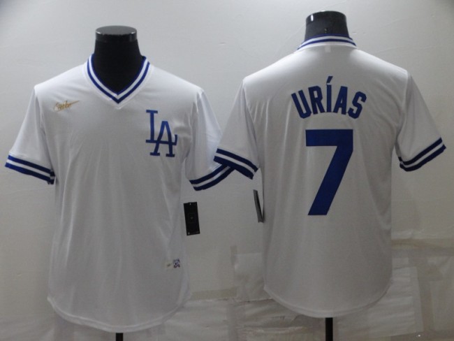 Nike Los Angeles Dodgers 7 Julio Urias Baseball Jersey White Retro