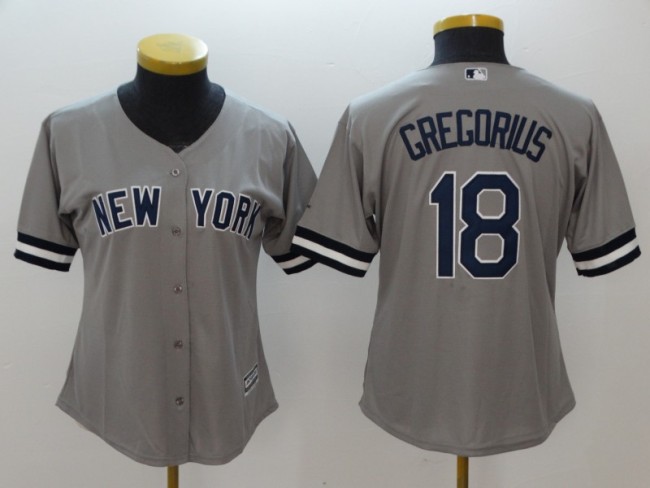 Women New York Yankees 18 Didi Gregorius Baseball Jersey Gray Fan