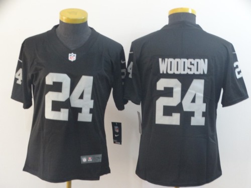 Women Oakland Raiders 24 Charles Woodson Football Jersey Legendary Black