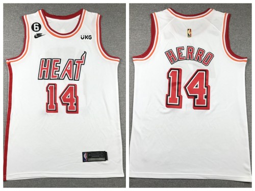 Nike Miami Heat 14 Tyler Herro Basketball Jersey White Retro