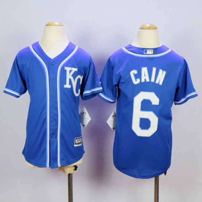 Youth Kansas City Royals 6 Lorenzo Cain Baseball Jersey Blue