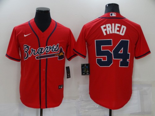 Nike Atlanta Braves 54 Max Fried Baseball Jersey Red