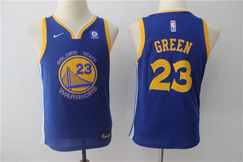 Youth Nike Golden State Warrior 23 Draymond Green Basketball Jersey Blue Fans Edition