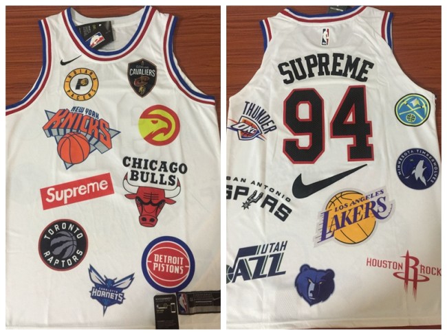 Nike 94 Supreme joint Basketball Jersey White
