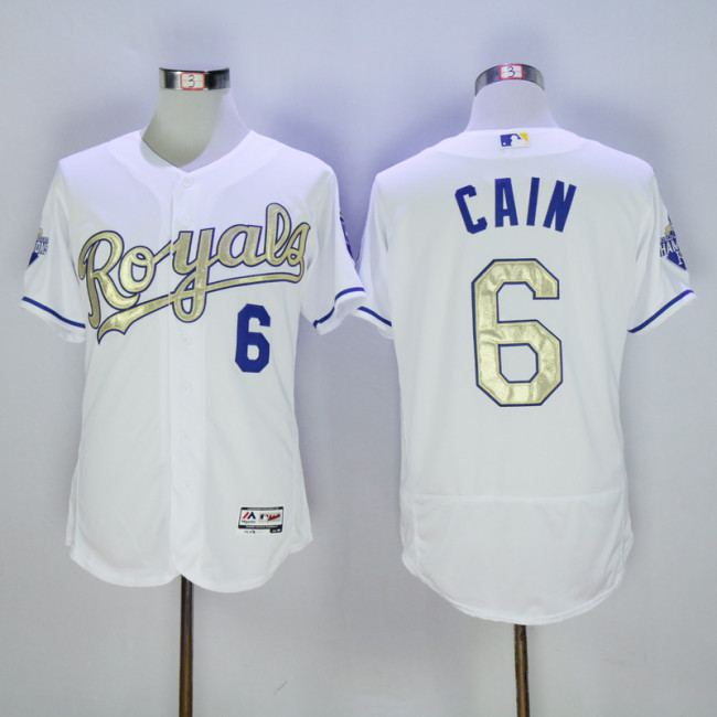 Kansas City Royals 6 Lorenzo Cain Flexbase Baseball Jersey White Champion