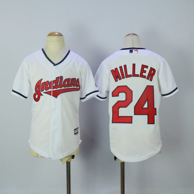 Youth Cleveland indians 24 Andrew Miller Baseball Jersey White