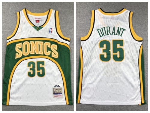 Youth Seattle Super Sonics 35 Kevin Durant Basketball Jersey White Retro