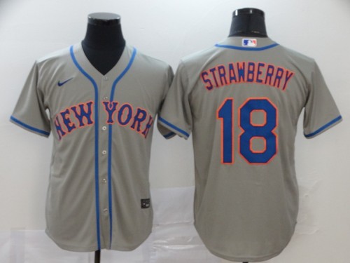 Nike New York Mets 18 Darryl Strawberry Baseball Jersey Gray Fan