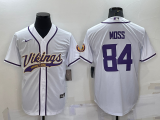 Minnesota Vikings 84 Randy Moss Baseball Jersey Legend WHite